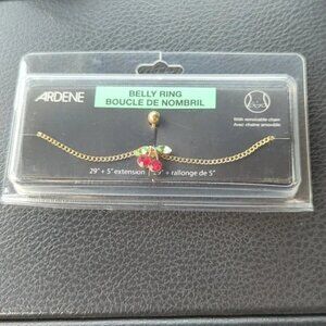 Cherry belly ring with removable chain brand new